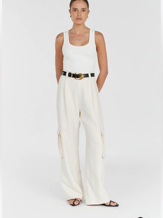 DISSH Pants - NWT DISSH Willa Cream Cargo Pant High Rise Wide Leg US Size 12 NEW